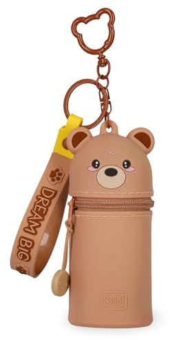 Legami - Mini-Porte-Monnaie avec Porte-clés Kawaii, Motif Teddy Bear, avec Spirale, Mousqueton et dragonne, en Silicone, 5 x 12 x 5 cm