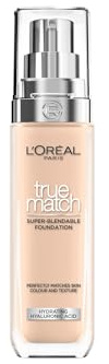 L'Oréal Paris Foundation for Face, Skincare Infused with Hyaluronic Acid, True Match Hydrating Liquid Foundation for All Skin Tones, SPF 16, 2C Rose Vanilla, 30 ml