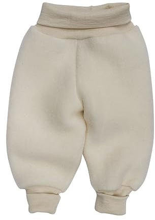 Baby Hose Fleece, 100% Schurwolle, Engel Natur mit Nabelbund