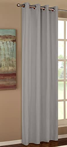 Vorhang Blickdicht Schal, Matte unifarbene Gardine mit Ösen. Material aus Microsatin Micofaser-Gewebe. HxB 225x140, Grau, 20405