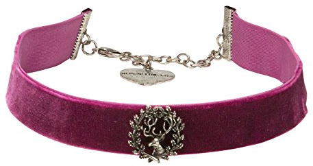 Alpenflüstern Trachten-Samt-Kropfband Hirsch - Trachtenkette enganliegend, Kropfkette elastisch mit Hirschgeweih, eleganter Damen-Trachtenschmuck, Samtkropfband breit in traditionellen Farben DHK173