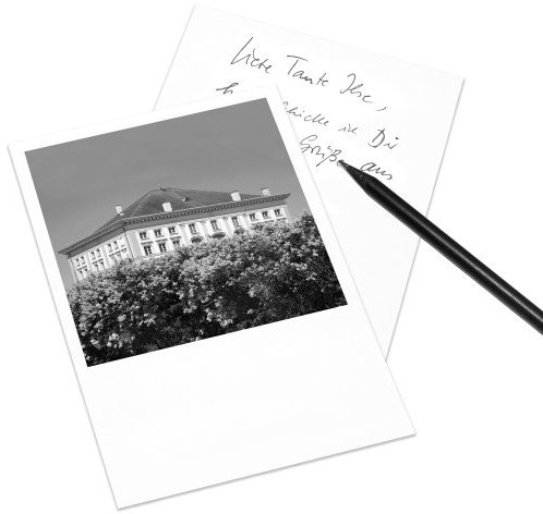 10er-Set Postkarte München im Polaroid-Look - DIN A6 Hochformat - Motiv: Nymphenburger Schloss