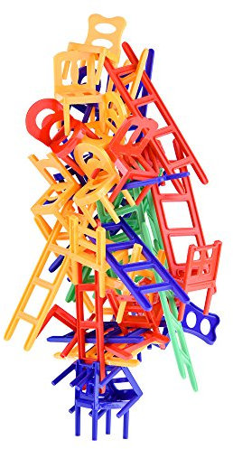WEofferwhatYOUwant Familienspiel – Stühle und Leitern Stapeln – 44-teiliges Balancespiel für Kinder & Erwachsene – Für Team- oder Alleinspiel – Ideal für Reisen, Geschenke, Partys & Spieleabende