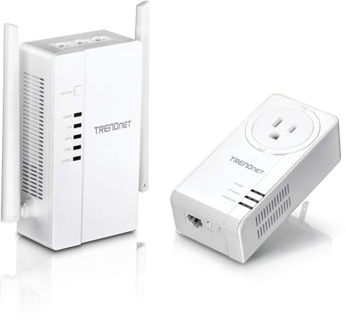 TRENDnet Wi-Fi Everywhere Powerline 1200 AV2 Dual-Band AC1200 Wireless Access Point Kit, Includes 1 x TPL-430AP and 1 x TPL-423E, 3 x Gigabit Ports, Easy Installation, White, TPL-430APK