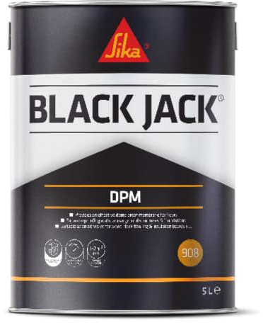 Everbuild Black Jack 908 D.P.M (Damp Proof Membrane) – Black – 5 Litre | Ready To Use, Effective Damp Proof Membrane