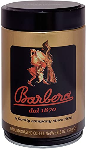 Caffè Barbera – Barattolo Classica 250 gr di Caffè in Grani – Miscela Chicchi di Caffè 5 Origini – Intenso