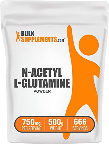 BulkSupplements.com N-Acetyl L-Glutamine Powder - Glutamine Supplement, L Glutamine Powder - Gut Health & Recovery, Glutamine 750mg - Gluten Free, 750mg per Serving, 500g (1.1 lbs)