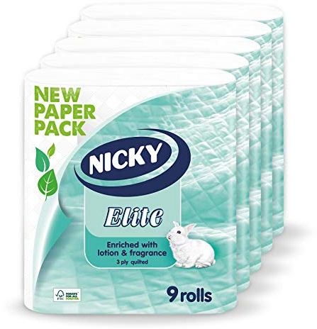 Nicky Elite White 9 Roll Toilet Tissue, 4.38 kg, Pack of 5