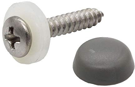 PARCO Fensterbankschrauben Edelstahl A2 inkl. Abdeckkappen Staubgrau, 100 Stück