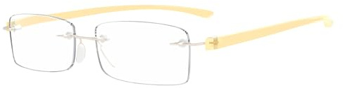 Eyekepper Randlos Lesebrille Kleine Gläser mit gelben Bügeln +1.25 | Acrylgläser | Leichter Metallrahmen | Verstellbare Nasenpolster | Kompaktes Design | Für Herren und Damen