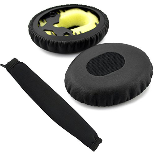 Geekria Replacement Earpad and Headband Cover Set Compatible with Bose QC3 ON-EAR Headphone, Repair Parts (Black)