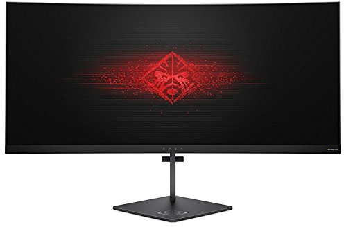 HP Omen X 35 Curved Monitor Gaming, Schermo Curvo 35 Pollici WQHD, Risoluzione 3440 x 1440, Micro-Edge, Tecnologia NVIDIA G-SYNC, Tempo Risposta 4 ms, Frequenza 100 Hz, Regolabile in Altezza, Nero