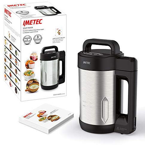 Imetec Sm 1000 Soup Maker, Cuoce E Frulla, 3 Programmi Automatici, Vellutate, Zuppe E Frullati, 6 Porzioni, Lame Seghettate Acciaio Inox, Con Ricettario, 900 W, 1.6 Litri