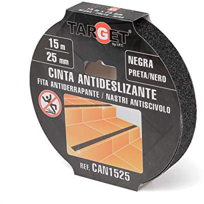 TARGET CAN1525 - Ruban antidérapant - Adhésif - 15 mètres X 25 millimètres - Sécurité - Sol - Escaliers - Noir