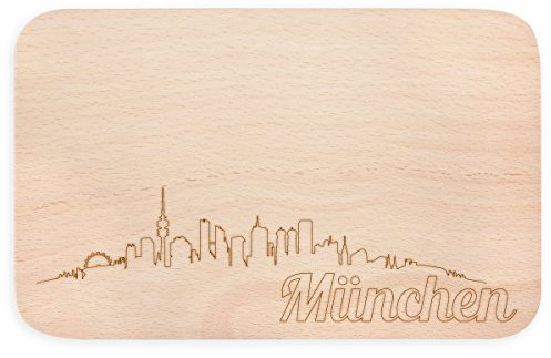 JUNIWORDS Frühstücksbrettchen mit Skyline Gravur - Wähle eine Stadt - München