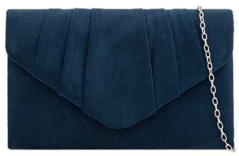 LeahWard Women's Suede Clutch Handbags Purse Wedding Bags 308 (Navy)