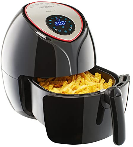 MONZANA® Heißluftfritteuse 6,5 L XXL Digitales LED Touch-Display Timer Temperatureinstellung mit Rezeptheft 1850 W Küche Fritteuse Heißluftofen Schwarz