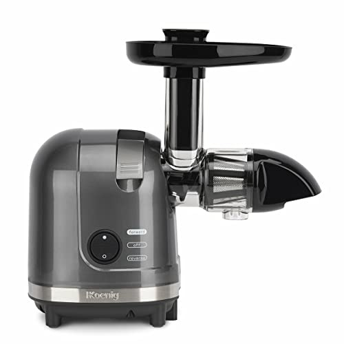 H.Koenig Entsafter für Obst und Gemüse, horizontal, BPA-frei, HSX16, kompakt, 1,1 l, Vitamin+, leistungsstark, 150 W, sanfter Druck, langsame Geschwindigkeit, elegantes Design, einfache Reinigung