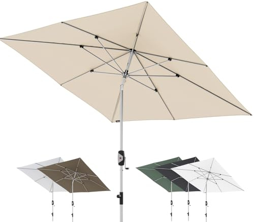 Knirps Automatic Sonnenschirm 240x240cm Natur I innovativer UV-Schutz mit automatischem Öffnen & Schließen I stabiler Gartenschirm I Terrassenschirm kompakt I große Schirmfläche
