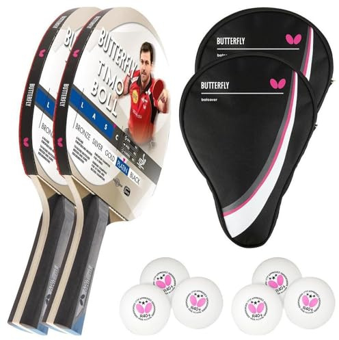 Butterfly® Timo Boll Platin Tischtennisschläger | Tischtennis Racket Bat TT Profi Wettkampfschläger für fortgeschrittene Spieler | ITTF zertifizierter Pan Asia Belag | anatomische Griffform
