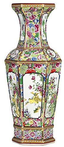 MiduoHu Chinois Oiseaux et Fleurs en Céramique Vase, Petit Vase en Céramique,Vase Art Déco Fleur Rare Céramique Peinte Ornements de Maison de Salon
