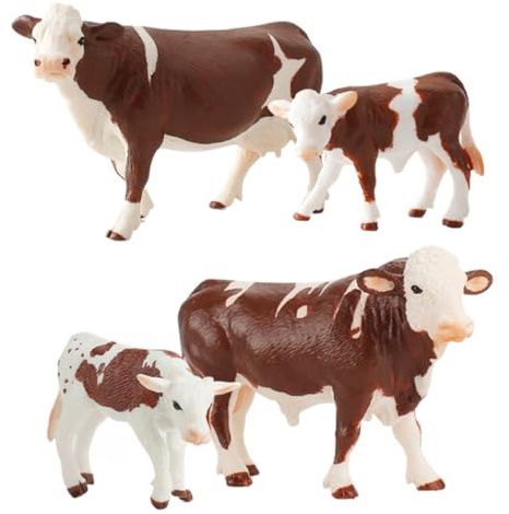 STOBOK 4 Stück Kuh Spielzeug Set Kunststoff Bauernhof Tier Figuren Simulation Nutztiere Lernspielzeug Für Kinder Fantasie Und Bildung