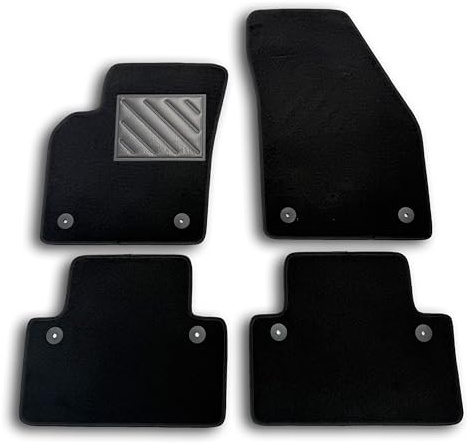 Fußmatten kompatibel mit Volvo C30, S40 II, V50, verstärkter Gummi-Fersenschutz und Befestigungsknöpfe, Schwarz