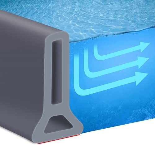 NIUBIKELAS Duschschwellen – Wasserdamm, Wasserbarriere Duschboden – Silikon-Duschdichtung Duschkabine, Bodendichtungsstreifen Dusche, Badewanne Wasserbarriere 205 cm, Grau