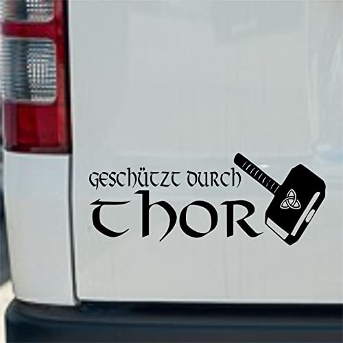 myrockshirt Geschützt durch Thor Hammer Thors Hammer Aufkleber Auto Scheibe Lack Sticker Wandtattoo