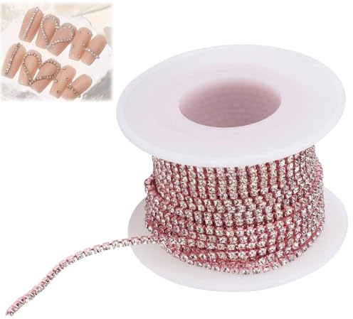 Tissting Kristall Strass Kette, Glänzende DIY Kristallglas-Kette mit Diamant Schließen 10 Meter Länge für Schmuck, Kleidung und Dekoration bei Hochzeiten und Partys