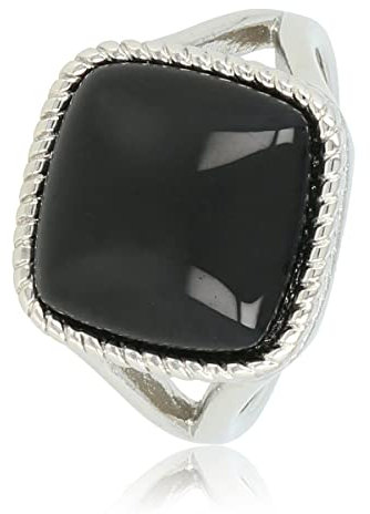 My Bendel - Siegelring Silber mit Onyx Edelstein- Stylischer Ringe für Damen mit echtem Edelstein - Bleibt schön und Verfärbt nicht - Stapeln Ringe - mit Luxuriösen Geschenkverpackung