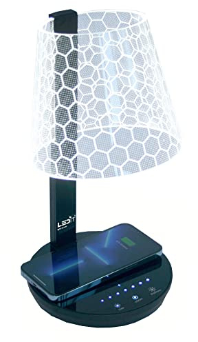 LEDIT Lampada da Comodino Led Progettata in ITALIA - con Touch e Ricarica Wireless, Dimmerabile 7 Livelli di Luminosità 7 Colori - per Studio Lavoro Ufficio Camera da Letto Moderna Multicolore