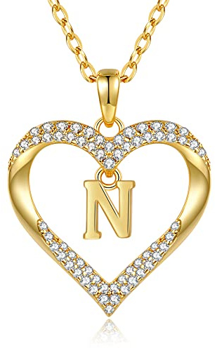 CDE Kette Damen 18K Vergoldet Halskette Initialen Herz Anhänger Buchstabenkette für Damen A-Z Personalisiert Kette Schmuck Geburtstags Geschenk für Teenager Mädchen Frauen Valentinstag Weihnachten | Geburtstags Geschenk für Sie Initiale Herz Anhänger Buchstabenkette für Valentinstag Weihnachten Schmuck Frauen Freundin