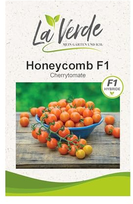 La Verde MEIN GARTEN UND ICH. Honeycomb F1 Tomatensamen für ca. 8 Pflanzen, aromatische Cherrytomate, süß-fruchtige Früchte, Saatgut ohne Gentechnik