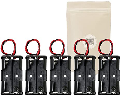 5X Armature Support Boite boitier pour 2 Pile Batterie AA LR06 avec Fils Noir Rouge coupleur