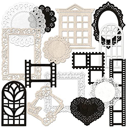 4 Confezioni Album per Ritagli Vintage Ritaglio Centrino di Carta Cornice per Finestra Carta Decorativa Pellicola per Fotocamera Carta Decorativa per Creazione di Carte Album Fotografico (Silence)