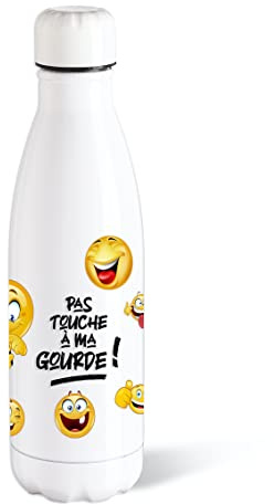 Bouteille d’eau Isotherme 500ml Acier Gourde Réutilisable Ecologique Maintien Chaud/Froid 12h. Idée Cadeau Original Humour Enfant Homme Femme Sport Voyage Ecole Bureau Anniversaire Noël
