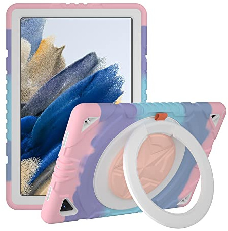XZC Funda para Samsung Galaxy Tab A8 de 10,5 Pulgadas 2022 (SM-X200/X205/X207), Resistente a los Golpes, Resistente a los Golpes, con Soporte Giratorio y Correa de Transporte, Color Rosa