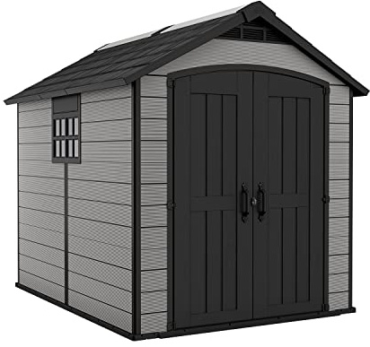 Keter Premier Apex Gartenhaus für den Außenbereich, 2,3 x 2,7 m, Grau