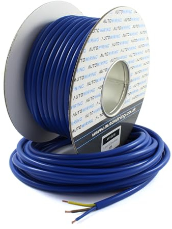 AUTOWIRING Arctic Grade Blue Flex 3183A 1.5mm2 3 Core Outdoors Heavy Duty 16AMP 240V Mains PVC Cable Wire (15 Metre)
