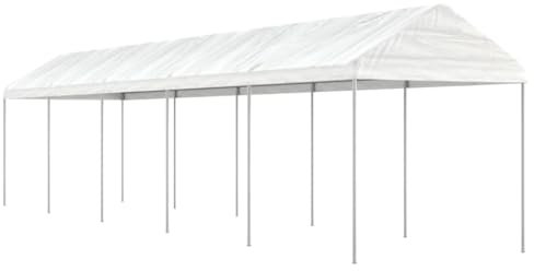 BaraSh Pavillon mit Dach Weiß 11,15x2,28x2,69 m Polyethylen Pergola Pavillion Winterfest