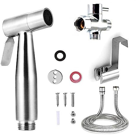 Bidet WC Spray Set, Handduschen Toilette Edelstahl Messing Kit, Handheld Bidet Sprayer Kit für Persönliches Haustier Bad Waschen Auto Wasserblume (G7/8)