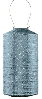 LUMIZ Solarlaterne - für Außen - Topaze - Zylinder - Gartenbeleuchtung - Solarlampen - Gartendeko - 18cm - Grau