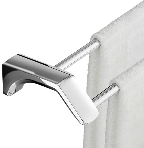HONPHIER Portasciugamani Doppio Porta Asciugamani Bagno 60CM Porta Salviette per Cucina Bagno in Acciaio Inox, Cromato
