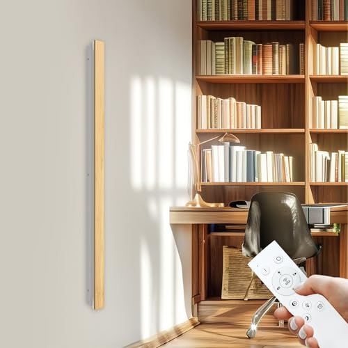 AOLED LED Wandleuchte Innen lange Bambus Wandlampe Dimmbar mit Fernbedienung 41W Wohnzimmerlampe Schlafzimmerlampe Flurlampe 115CM Wandbeleuchtung für Treppenhaus Balkon Kinderzimmer Schlafzimmer