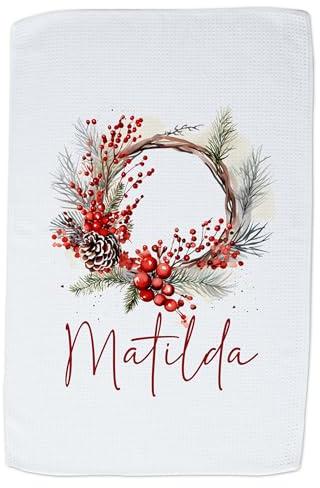 GRAZDesign Personalisiertes Geschirrtuch zu Weihnachten mit Namen 60x40cm