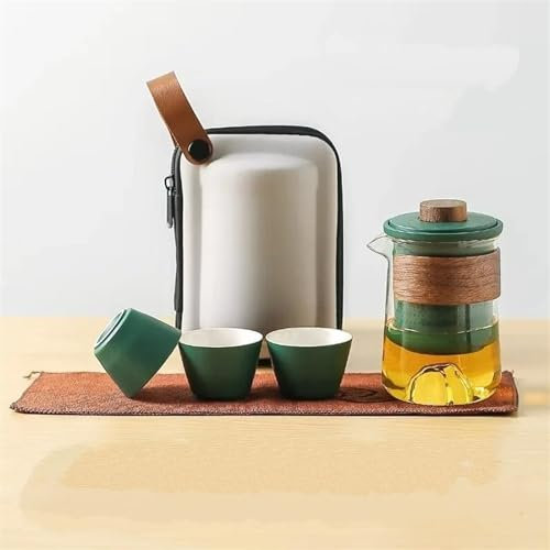 ATGQBCF Glass Travel Tea Set One Person Single Simple Outdoor Lazy Tea Maker Quick Tea Cup Set Travel Tea Set Teapots & Coffee Servers(B)