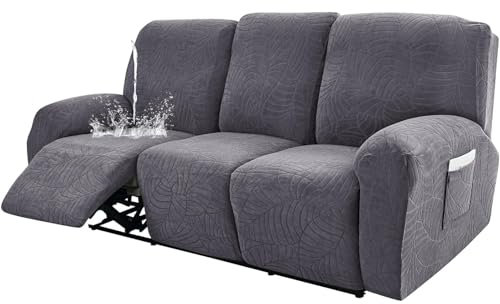 PMSPEMCMT Wasserdicht Liegestuhlbezug,Stretchhusse für Relaxsessel Bezug Jacquard Ruhesessel Couchbezug Stretch Sesselschoner für Relaxsessel rutschfest Sofa überzug(Dark Gray,3 Seater)
