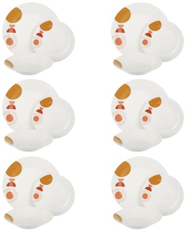 Servizio 18 piatti porcellana decori arancio Tara