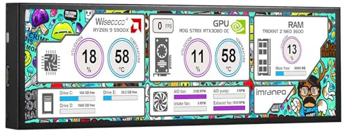 8,8-Zoll-Mini-Monitor HD IPS 1920 x 480 Zweitbildschirm mit gestrecktem Balken-LCD-Display und Gehäuse für Laptops Überwachung von Geschwindigkeit, Temperatur Kompatibel mit AIDA64 (Drittanbieter)